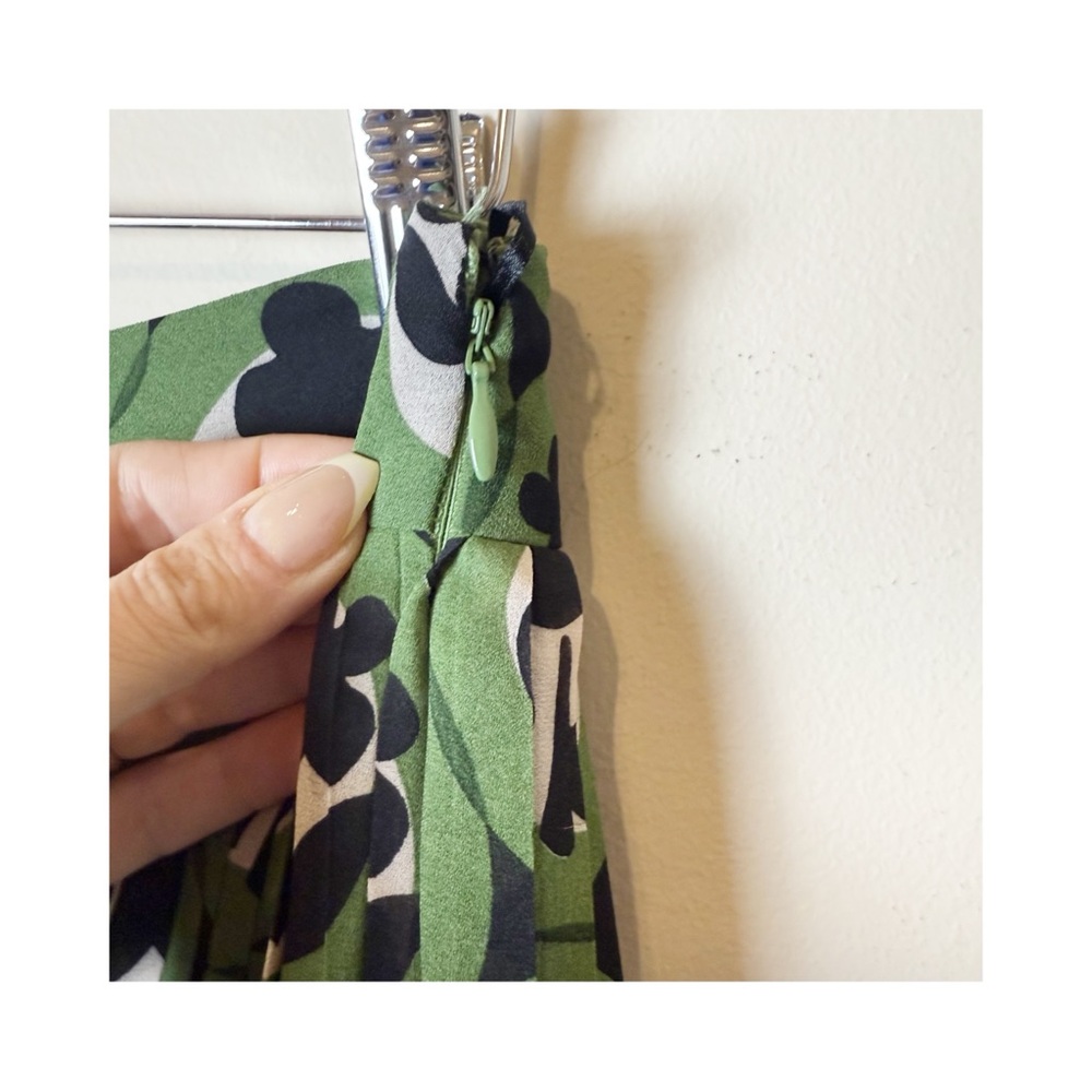Anthropologie Maeve Green Floral Print Pleated Midi Skirt S - Picture 6 of 10